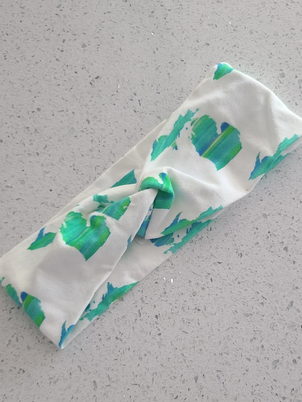 BNWT Women's Twisted MICHIGAN Headband in White and Aqua Green - Unbranded MI